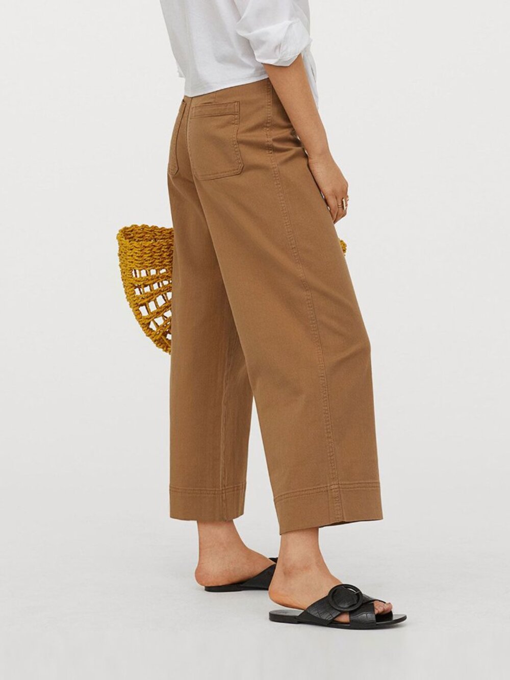 H&M Beige Ankle Length High Waisted Culotte Style Trousers with Stretch, sz 4-6